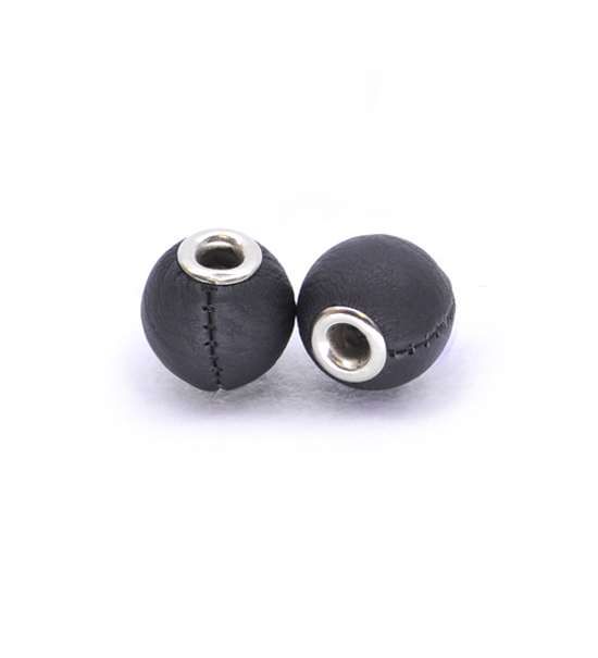 Perlas rosca cuero sintetico (2 piezas) 14 mm - Negro